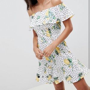 Off the Shoulder Lemon Dress